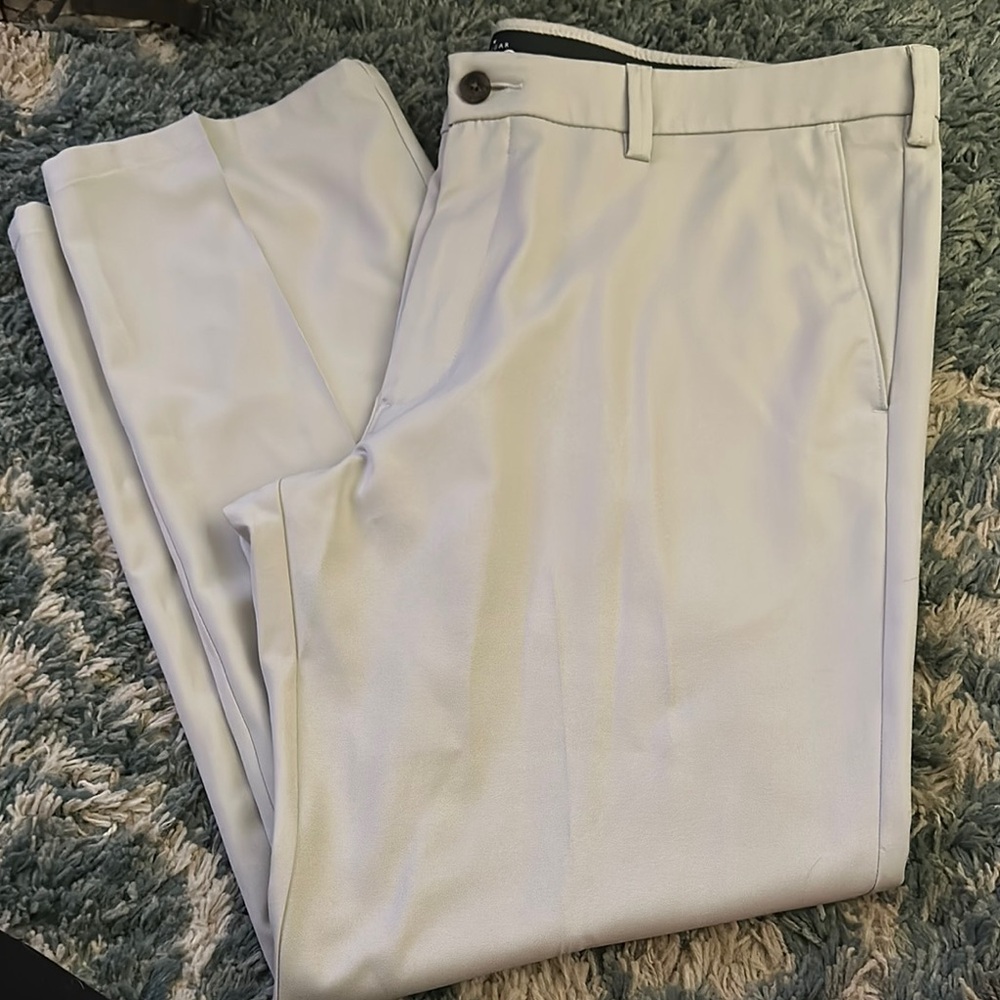 Gray Dress Pants with Flat Front Design